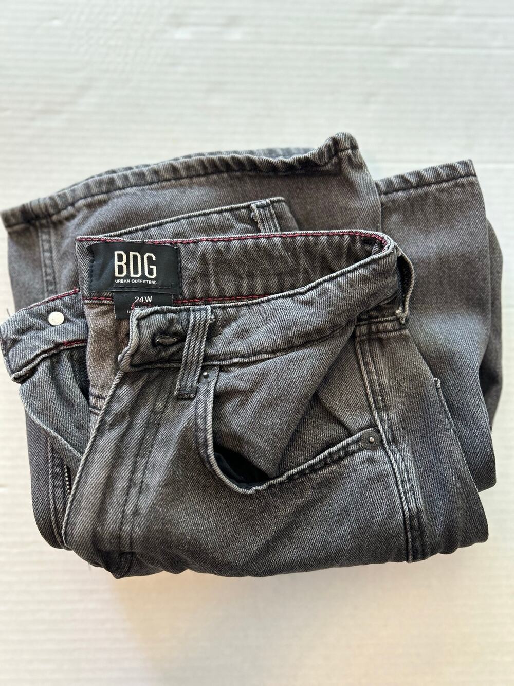 BDG Urban Outfitters High & Wide Jeans 24 Washed Black Wide Leg Recycled Cotton